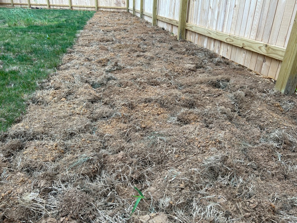 removed sod temporarily placed upside down